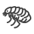 Black and white line drawing icon of a bed bug