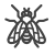 Black and white line drawing icon of a fly